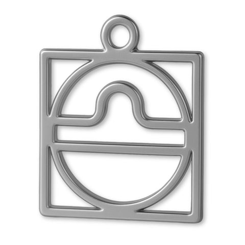 950 Platinum - Libra Zodiac Square Charm