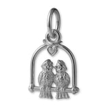 950 Platinum - Perched Love Birds Charm