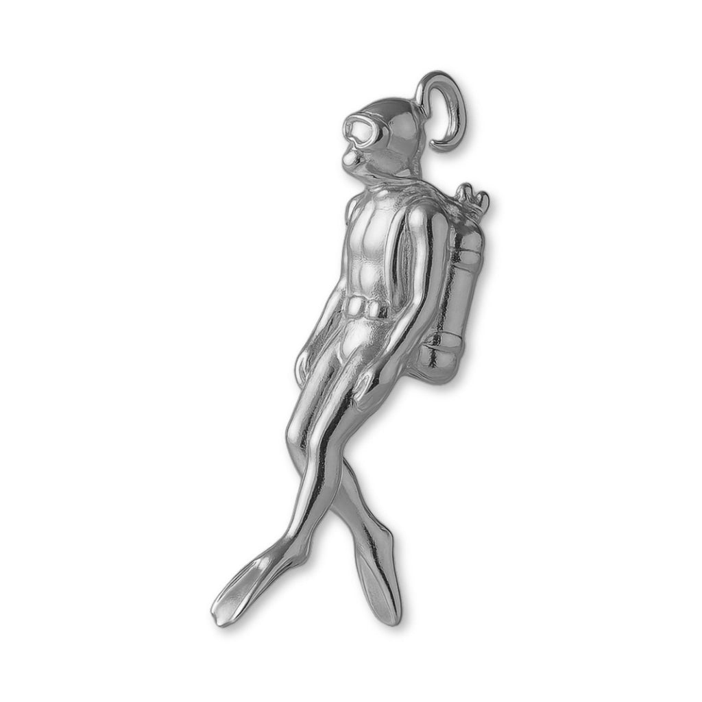 950 Platinum - Swimming Scuba Diver Charm
