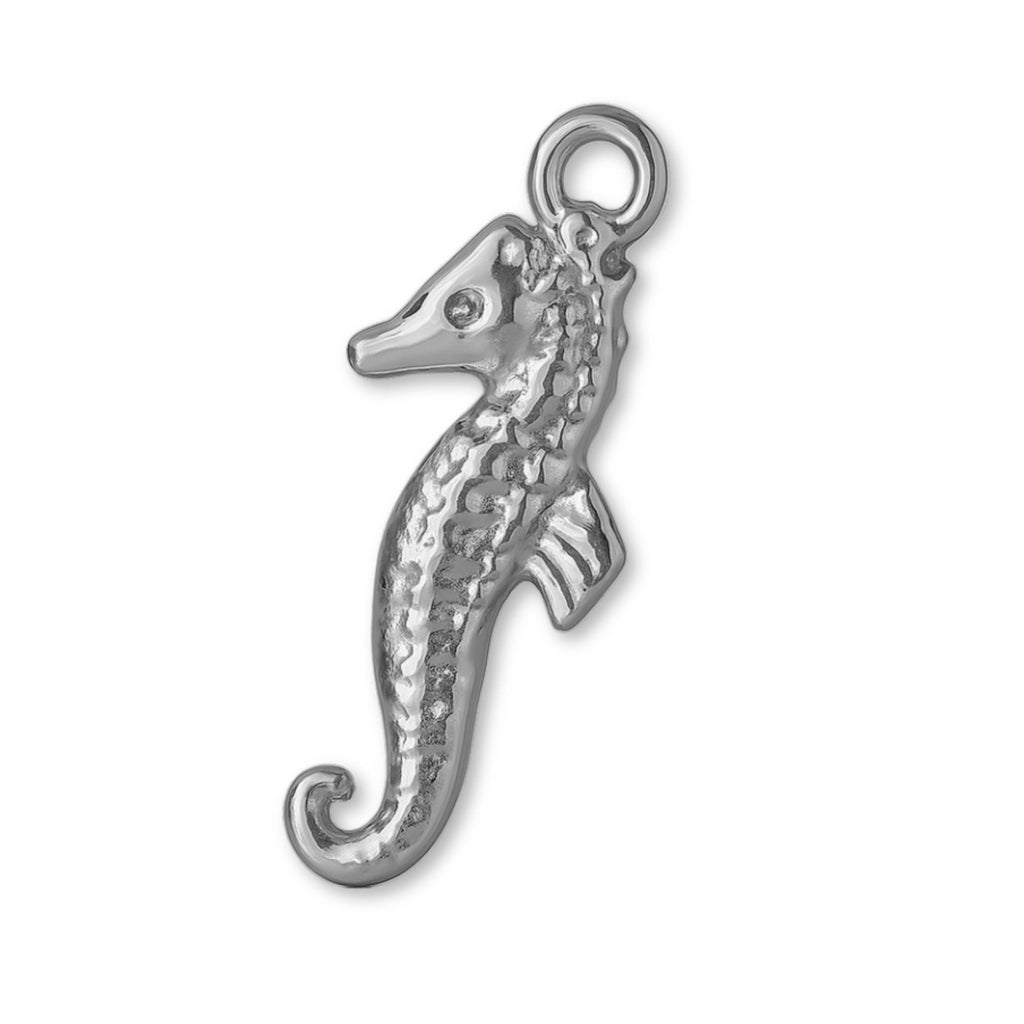 950 Platinum - Textured Seahorse Charm