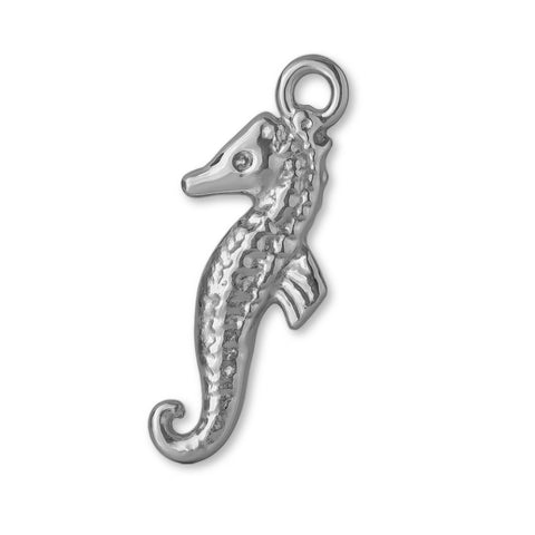 950 Platinum - Textured Seahorse Charm