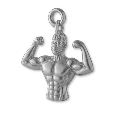 950 Platinum - Bicep Flex Bodybuilder Charm