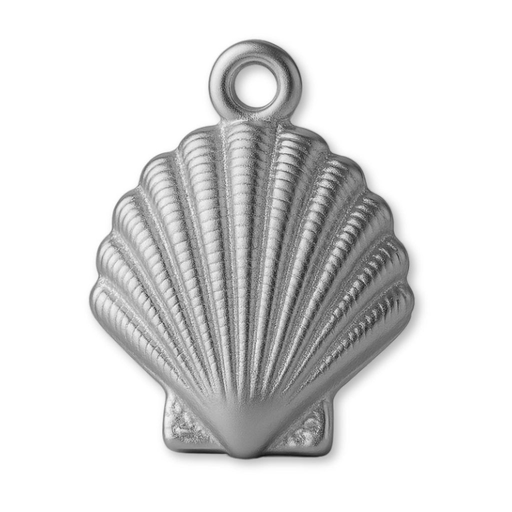 Ice Shell Charm 950 Platinum - Scallop Beach Shell Charm