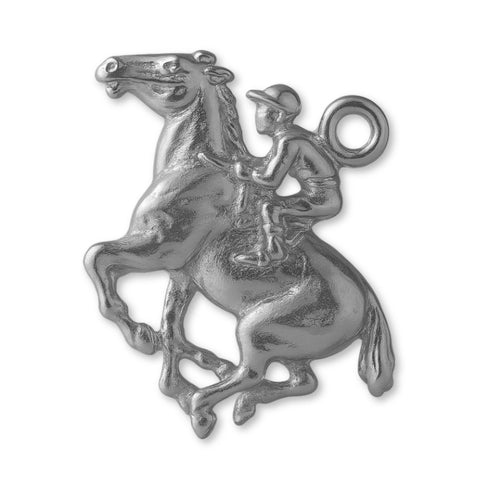 950 Platinum - Horse and Jockey Charm