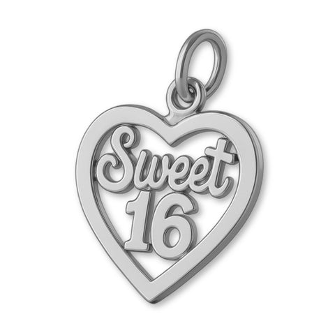 950 Platinum - Sweet 16 Openwork Heart Charm