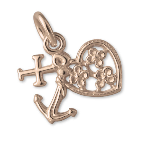 9ct Rose Gold - Rustic Faith, Hope & Love Charm