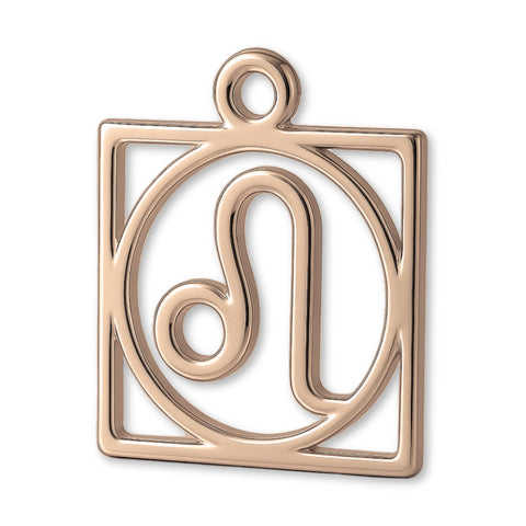 9ct Rose Gold - Leo Zodiac Square Charm