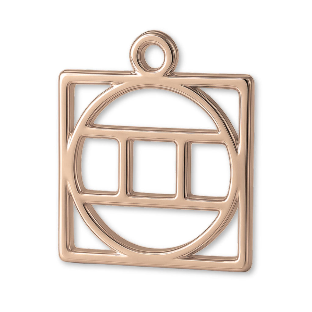 18ct Rose Gold - Gemini Zodiac Square Charm