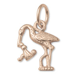9ct Rose Gold - Stork & Baby Charm