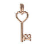 18ct Rose Gold - 18 Heart Key Charm