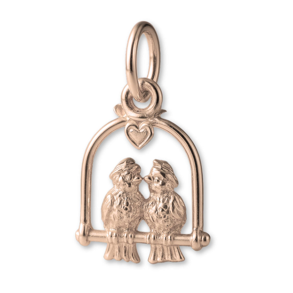 9ct Rose Gold - Perched Love Birds Charm