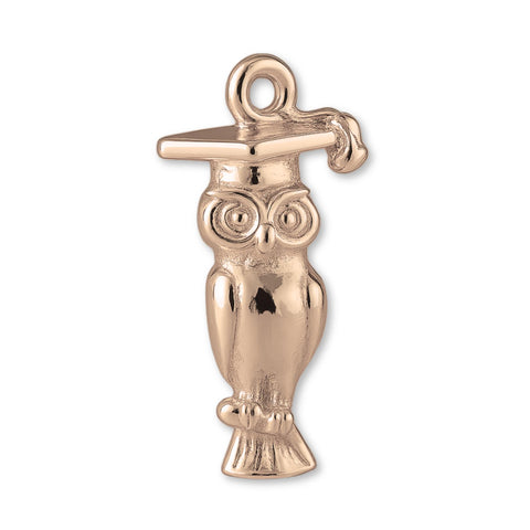 9ct Rose Gold - Graduation Owl Charm