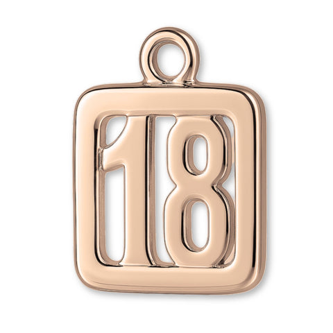 18ct Rose Gold - 18 Pendant Charm