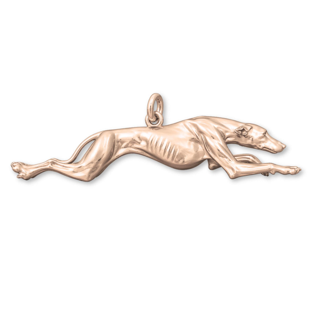 18ct Rose Gold - Running Greyhound Dog Charm