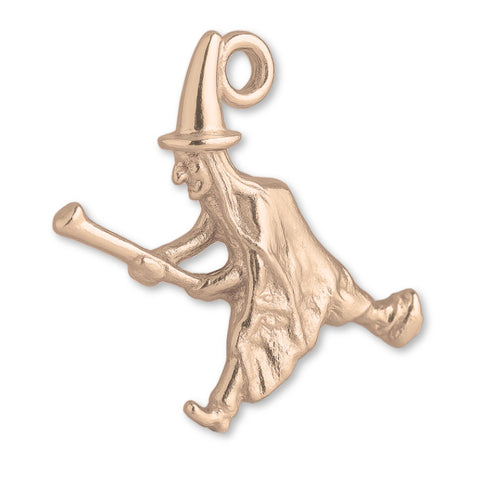9ct Rose Gold - Flying Witch Charm