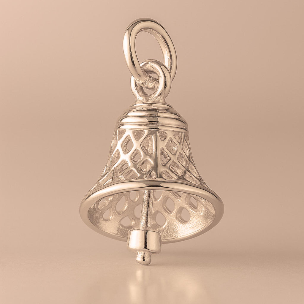 9ct Rose Gold - Openwork Filigree Bell Charm