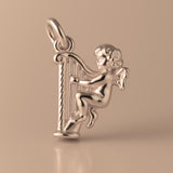 18ct Rose Gold - Angel Playing Harp Charm