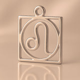 9ct Rose Gold - Leo Zodiac Square Charm