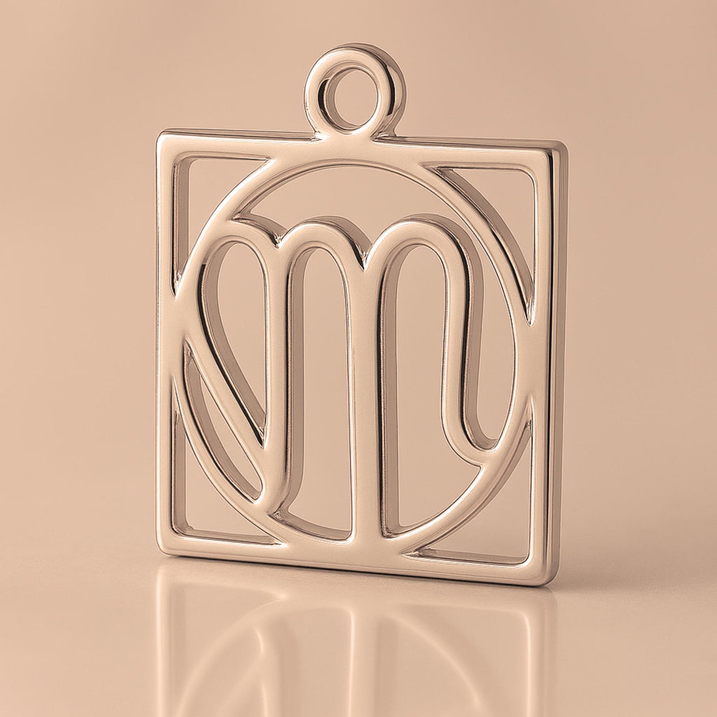 18ct Rose Gold - Virgo Zodiac Square Charm