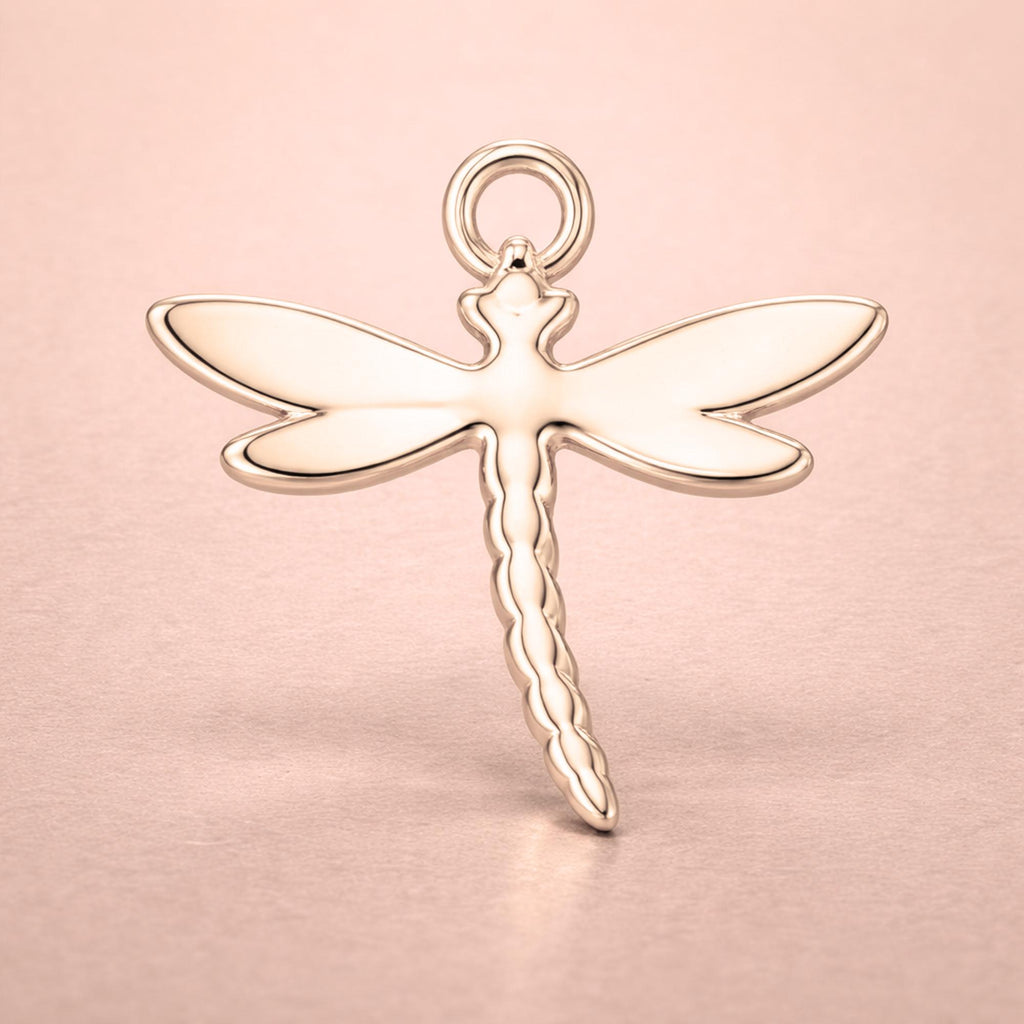 9ct Rose Gold - Dragonfly Silhouette Charm