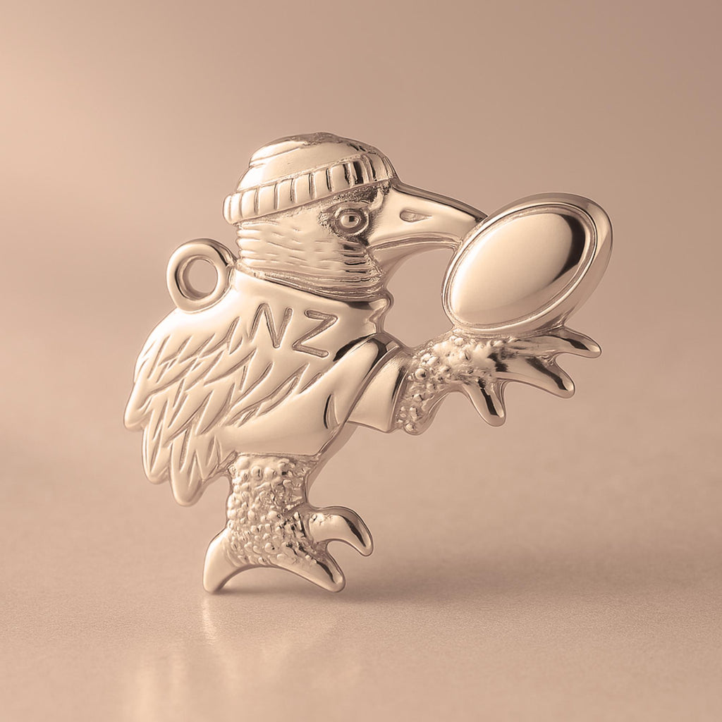 18ct Rose Gold - NZ Kiwi Rugby Bird Charm