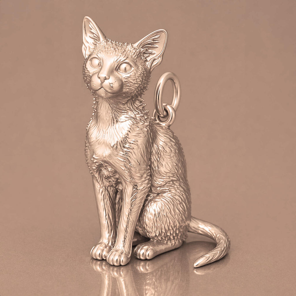 18ct Rose Gold - Lykoi Cat Charm