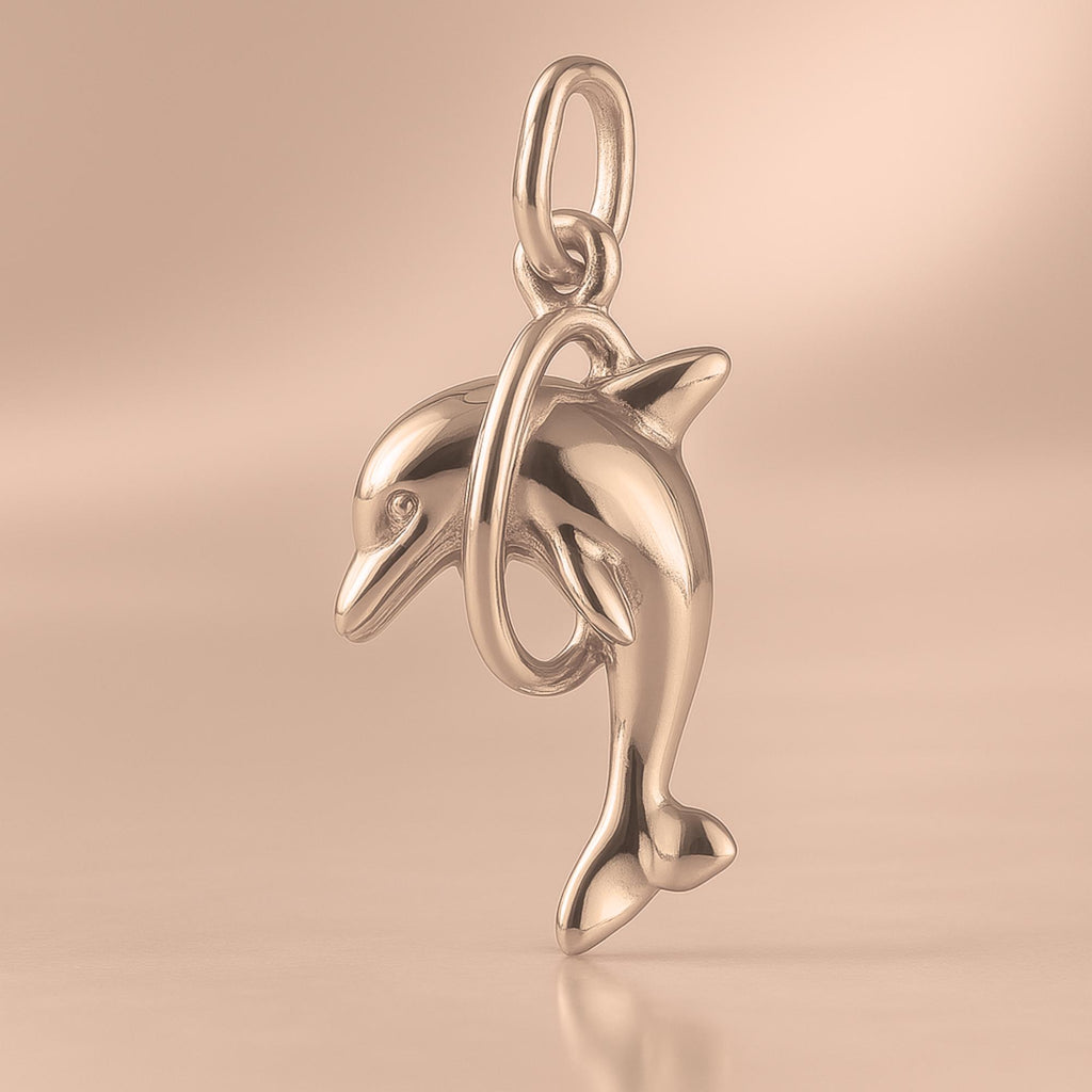 18ct Rose Gold - Hoop Dolphin Charm