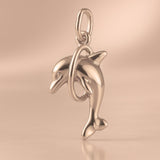 18ct Rose Gold - Hoop Dolphin Charm