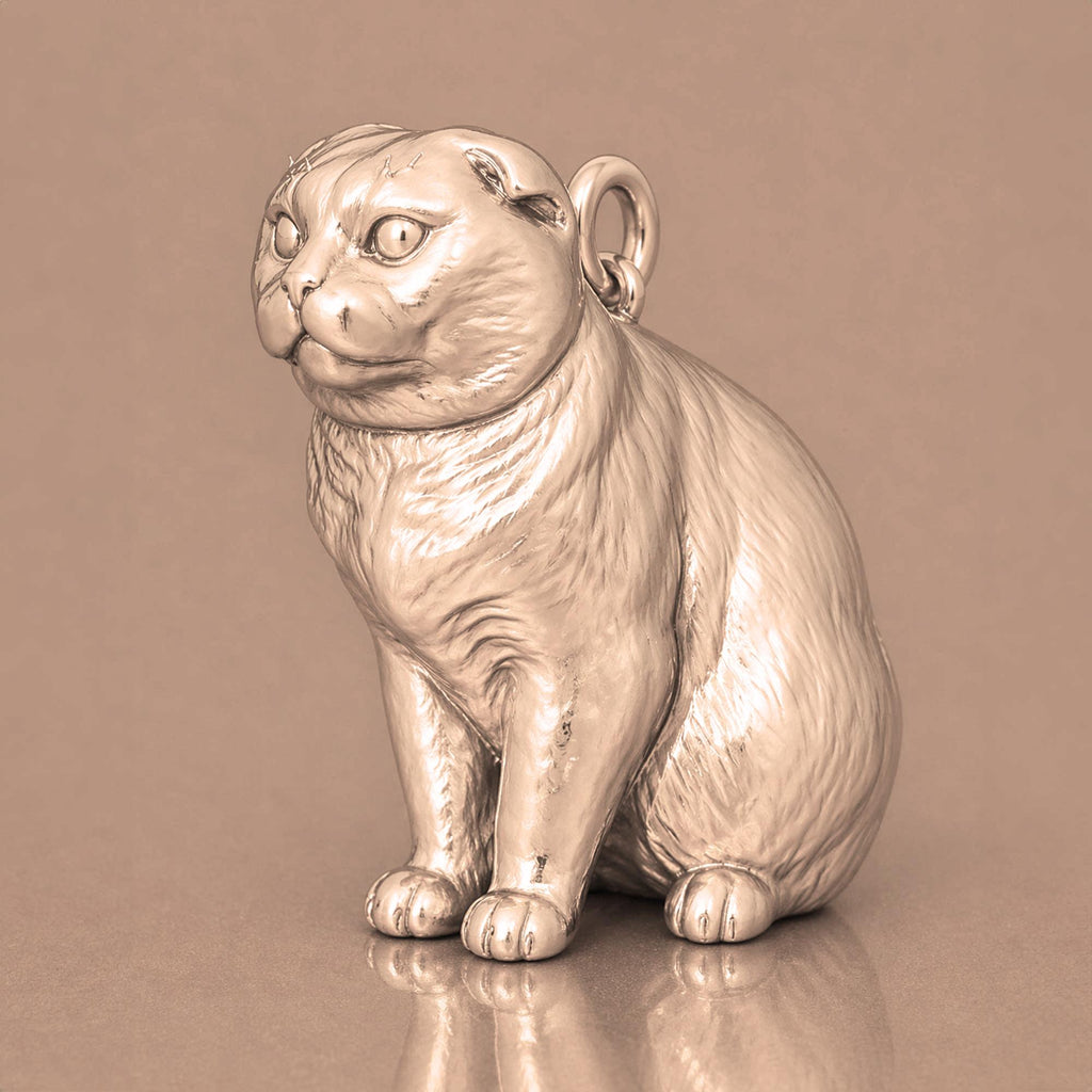 18ct Rose Gold - Scottish Fold Cat Charm