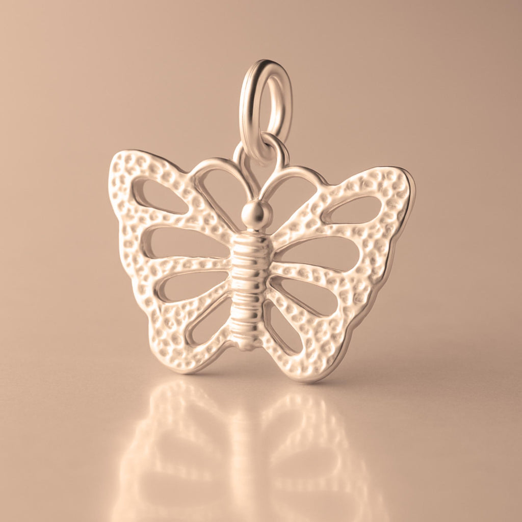 18ct Rose Gold - Speckled Monarch Butterfly Charm