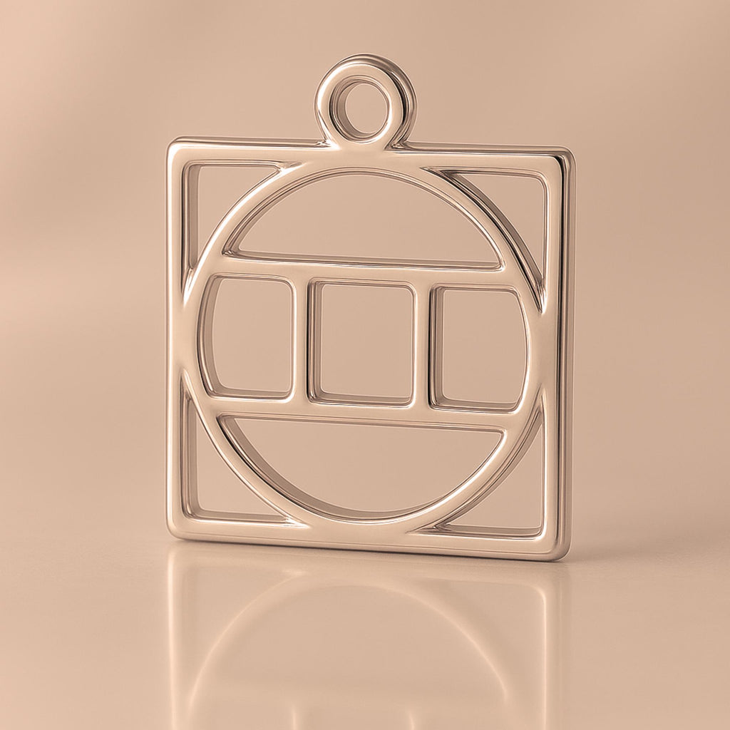 18ct Rose Gold - Gemini Zodiac Square Charm