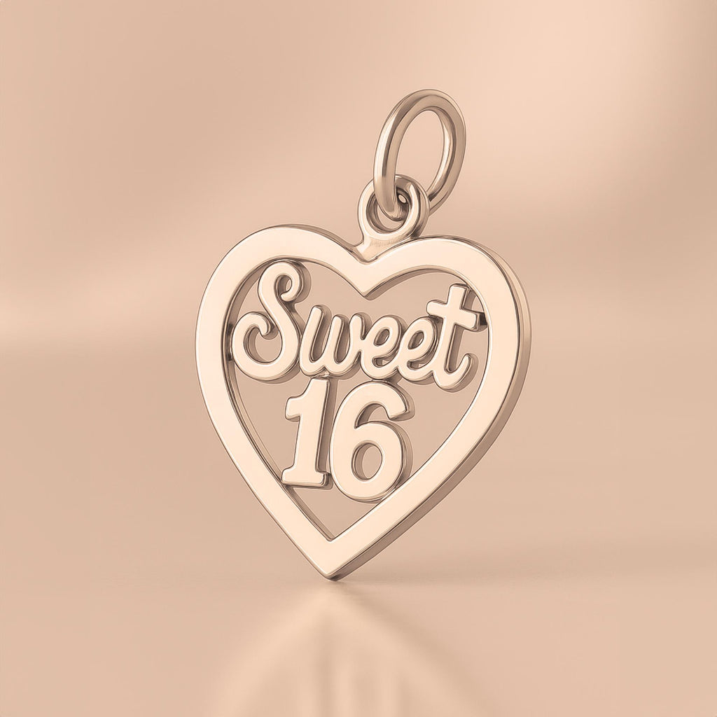 18ct Rose Gold - Sweet 16 Openwork Heart Charm