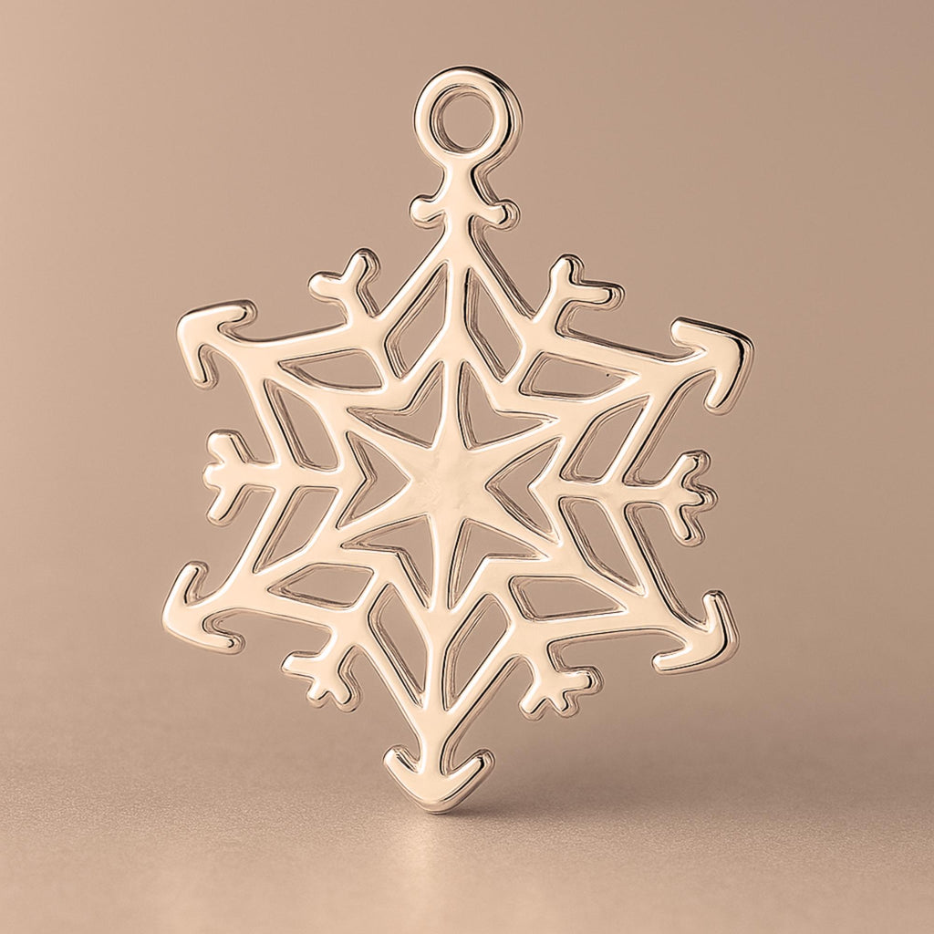 9ct Rose Gold - Starburst Snowflake Charm