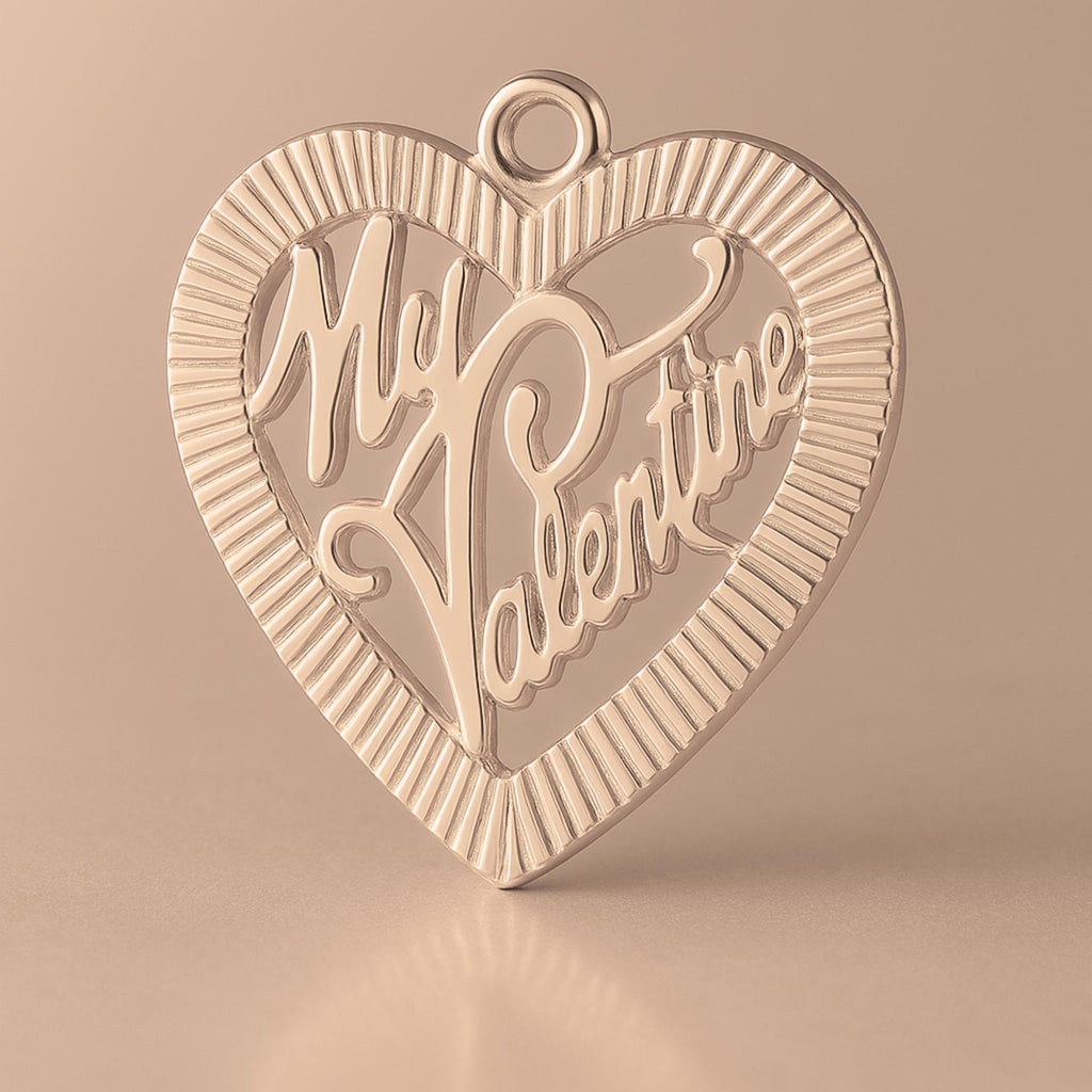 9ct Rose Gold - My Valentine Fluted Heart Charm