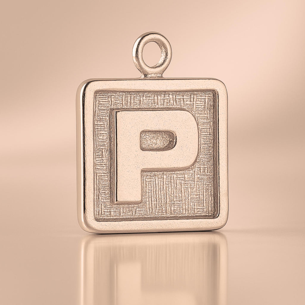 9ct Rose Gold - P Plate Charm