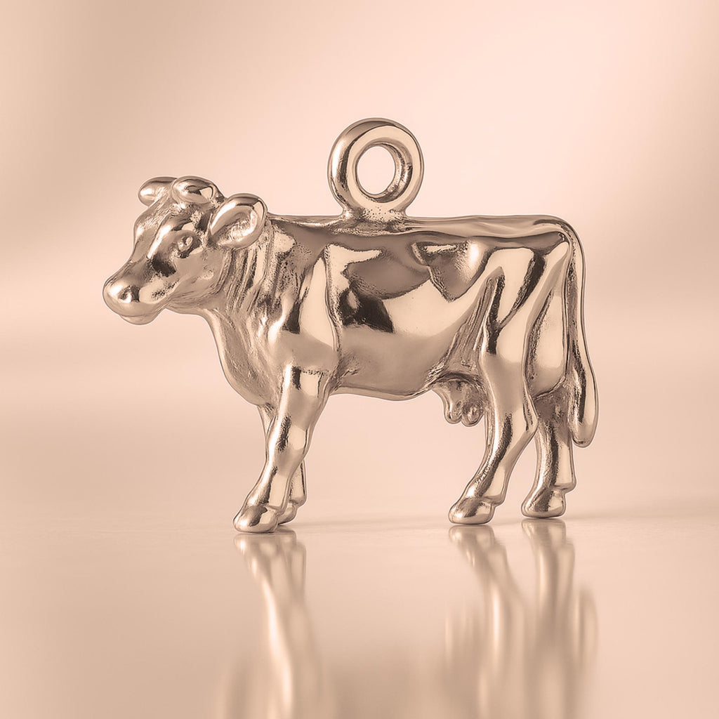 9ct Rose Gold - Farmyard Dairy Cow Charm