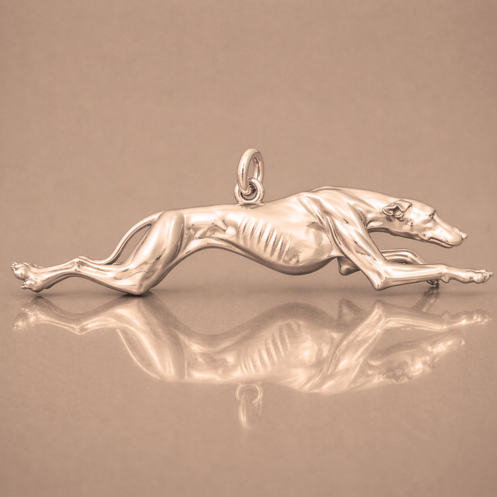 18ct Rose Gold - Running Greyhound Dog Charm