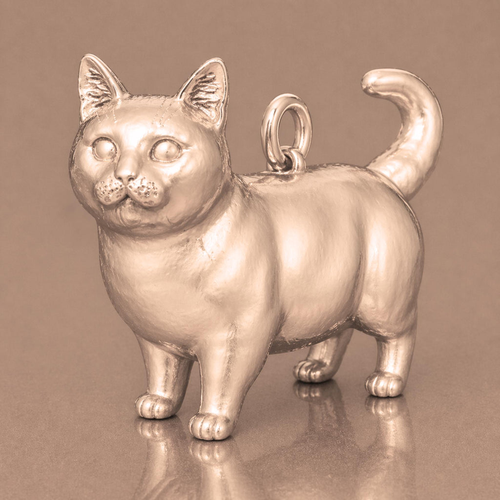 9ct Rose Gold - Munchkin Cat Charm