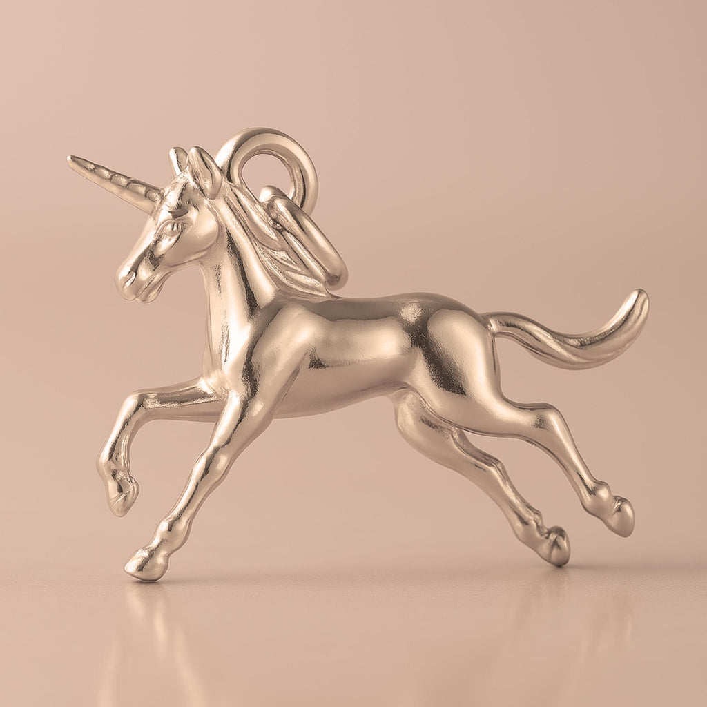 9ct Rose Gold - Leaping Unicorn Charm