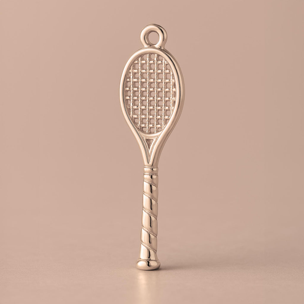 18ct Rose Gold - Open Weave Tennis Racket Charm