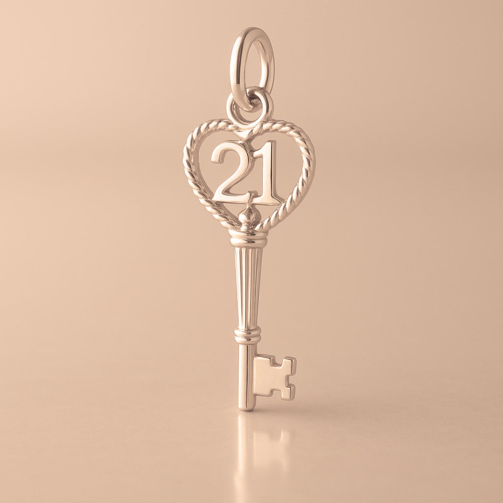 9ct Rose Gold - 21 Wreath Castle Key Charm