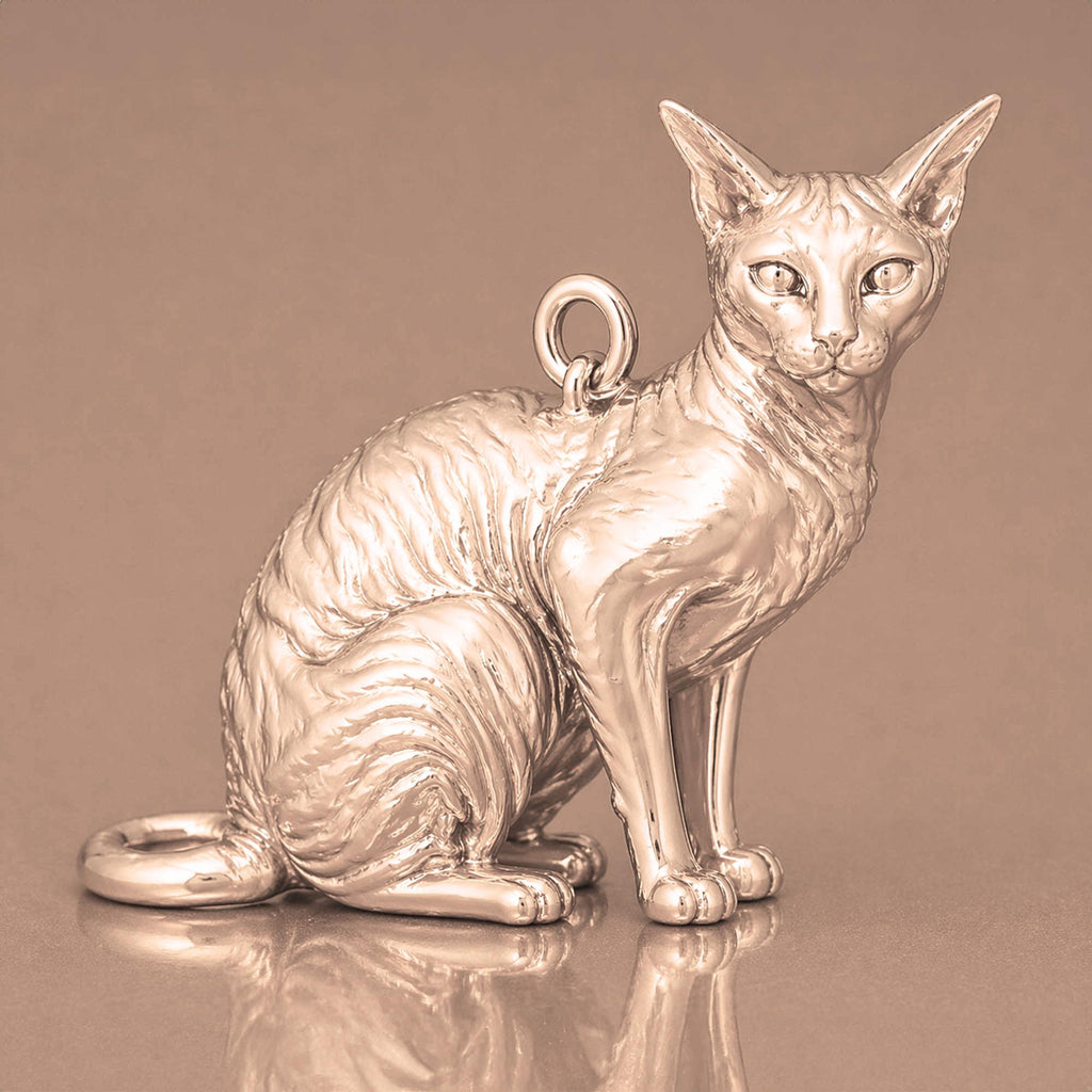 18ct Rose Gold - Cornish Rex Cat Charm