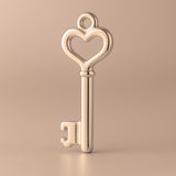 18ct Rose Gold - Heart Key Charm