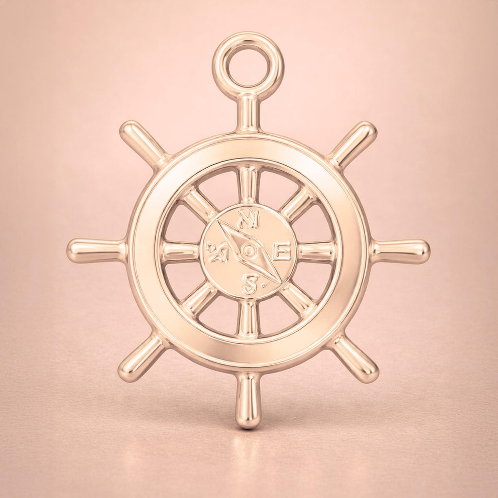 18ct Rose Gold - Nautical Wheel Compass Charm
