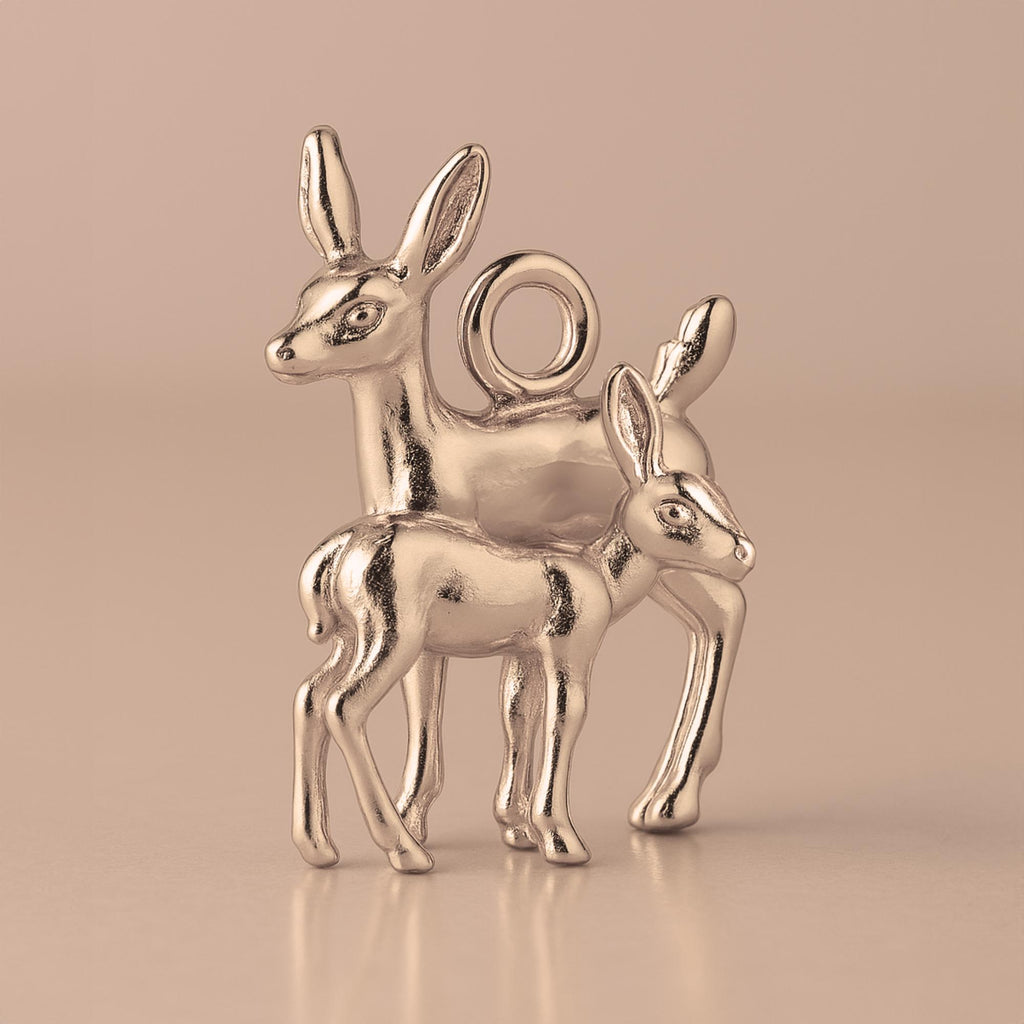 18ct Rose Gold - Woodlands Deer & Fawn Charm