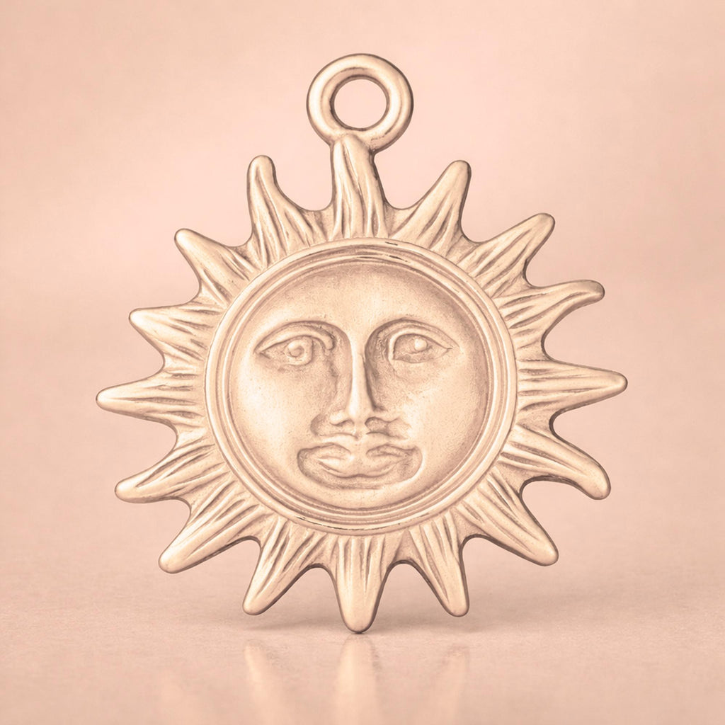 18ct Rose Gold - Vintage Sun Face Charm