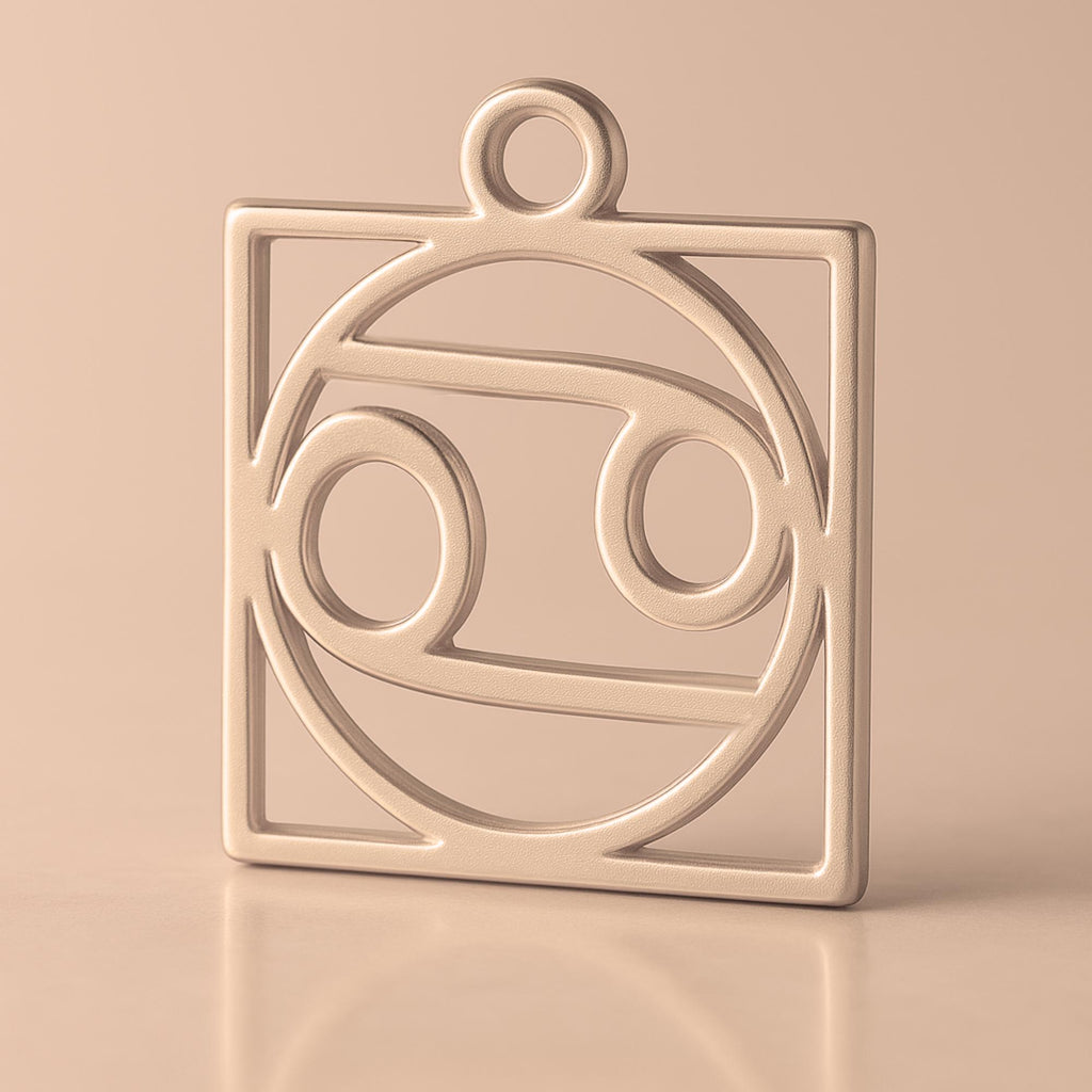 18ct Rose Gold - Cancer Zodiac Square Charm