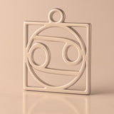 18ct Rose Gold - Cancer Zodiac Square Charm