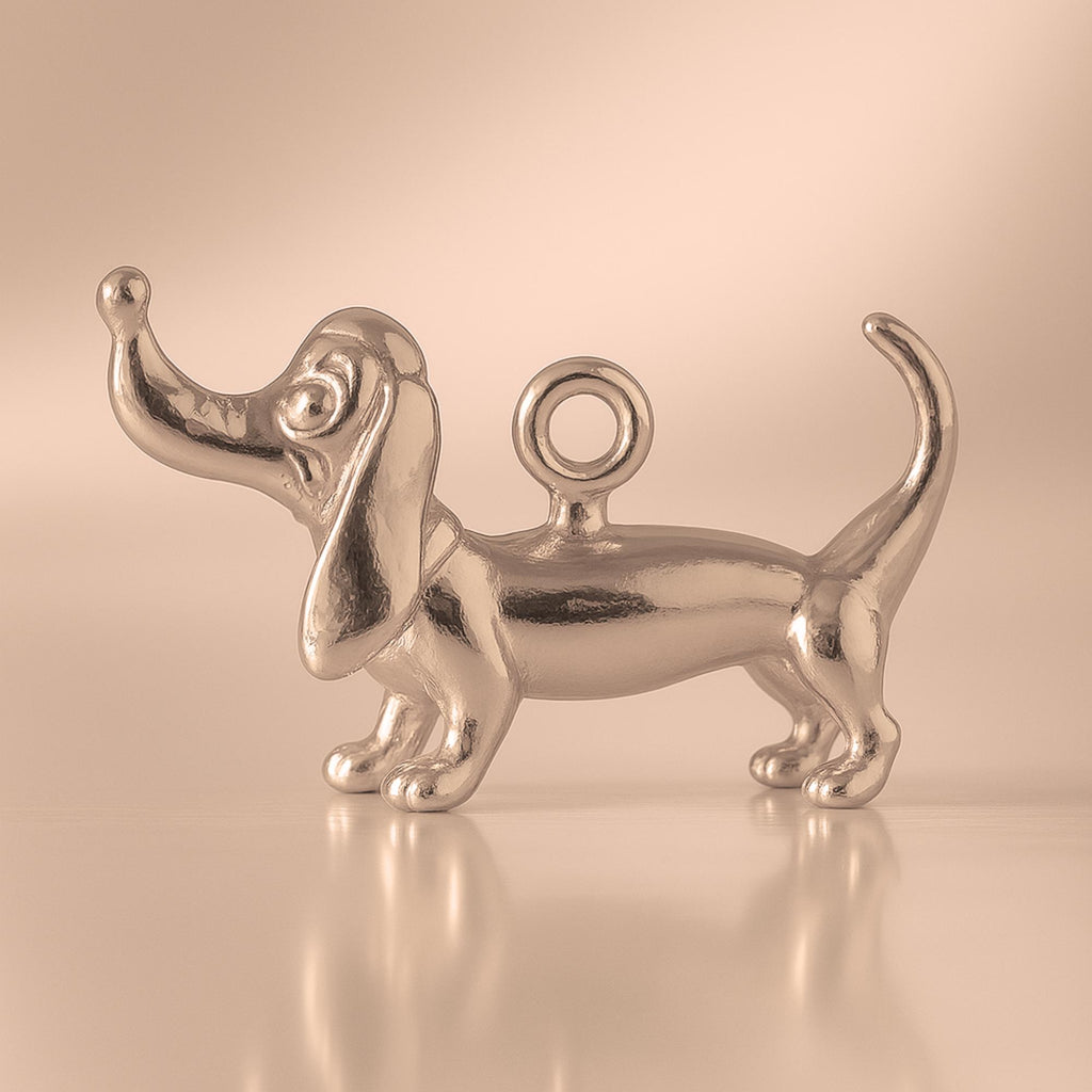 18ct Rose Gold - Whimsical Dachshund Dog Charm