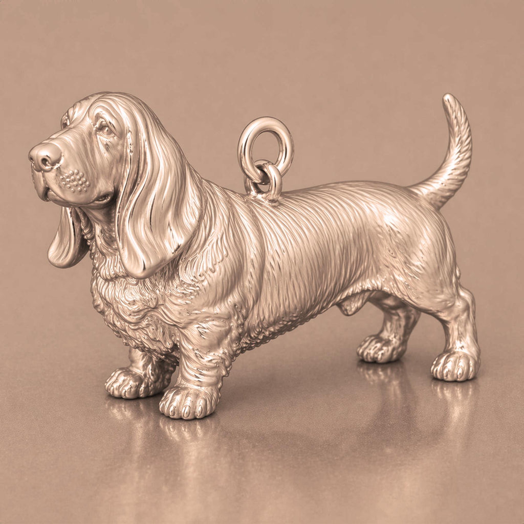 9ct Rose Gold - Basset Hound Dog Charm